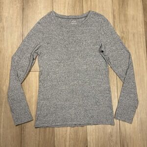 J. Crew Perfect Fit Long Sleeve T-Shirt Women's Gray Cotton Crew Neck Size L